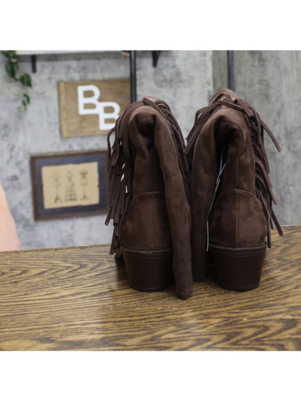 Universal Thread Patsy Tall Fringe Western Boots Cowgirl Chocolate Brown 8M - Picture 5 of 11